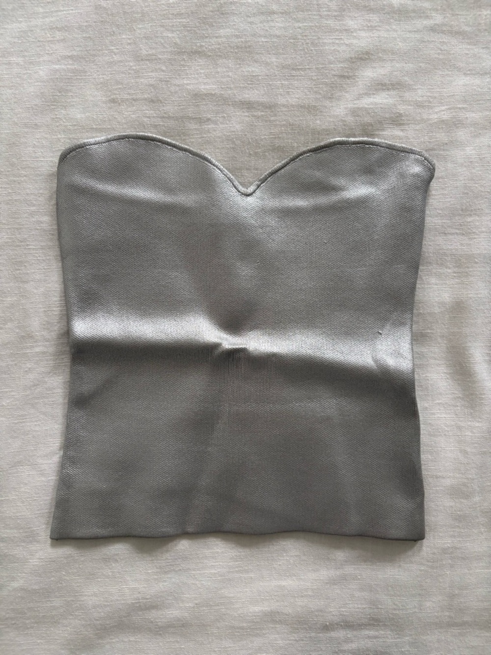 Zara Light Gray Ribbed Knit Top